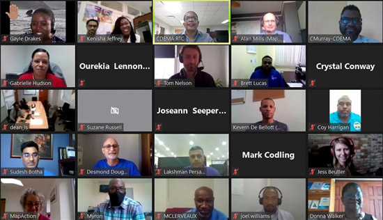 Participants in the GeoCRIS simulation exercise on Thursday January 28, 2021
