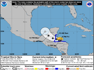 INFORMATION NOTE #1: Tropical Storm Sara