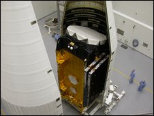 The BGAN satellites feature an innovative unfurling antenna. Source: BBC News