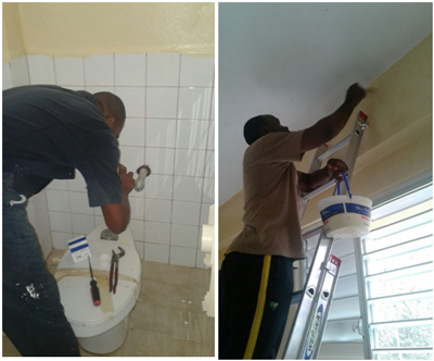 Members of the CDRU working on the Alexandrina Maduro Primary School in the Virgin Islands (UK) post Hurricanes Irma and Maria