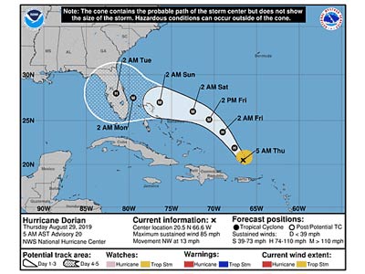 CDEMA Information Note #3 - Hurricane Dorian as of 5:00PM (AST) on August 28, 2019
