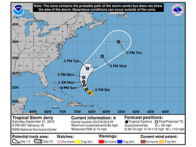 CDEMA Information Note #2 - Tropical Storm Jerry as of 5:00PM (AST) on September 21st, 2019